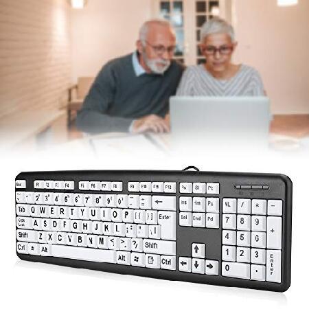 大型プリントコンピュータキーボード 有線 大型レターキーキーボード USB ロービジョンキーボード オーバーサイズプリント文字 高齢者、視覚障害、低視力の方向｜koostore｜06
