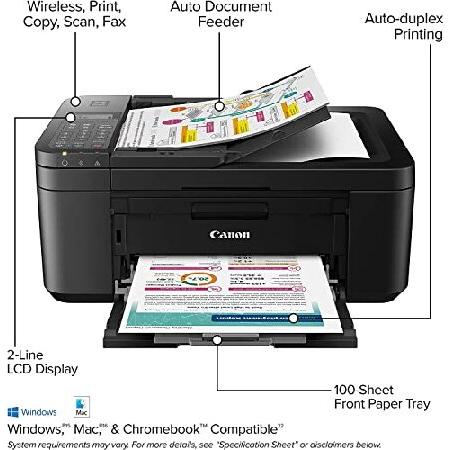 Canon　PIXMA　TR4720　Color　dpi,　Fax　x　Print　Inkjet　Black　All-in-One　1200　2-Line　Wireless　LCD　14,　Display　Scan　Multifunction　8.5　x　Printer,　4800　Copy