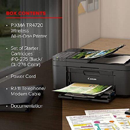 安心の正規品通販 Canon PIXMA TR4720 All-in-One Multifunction Wireless Color Inkjet Printer， Black - Print Copy Scan Fax - 4800 x 1200 dpi， 8.5 x 14， 2-Line LCD Display