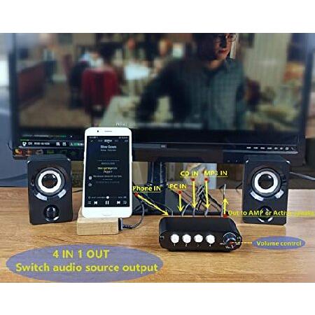 4ウェイ 3.5mm ステレオ オーディオ スイッチ 入力信号 ソース 4ウェイ 3.5mm ステレオ オーディオ スイッチ 入力信号 ソース