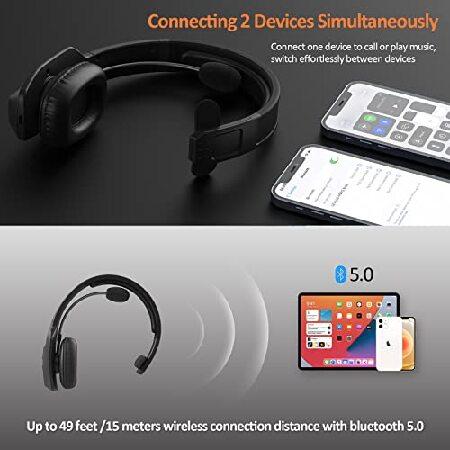 ショッピング純正 Bltooth Headset with Microphone， Trucker Bltooth Headset with AI Noise Cancelling ＆ Mute Button， Wireless On-Ear 60 Hrs Working Time， for Trucker Hom