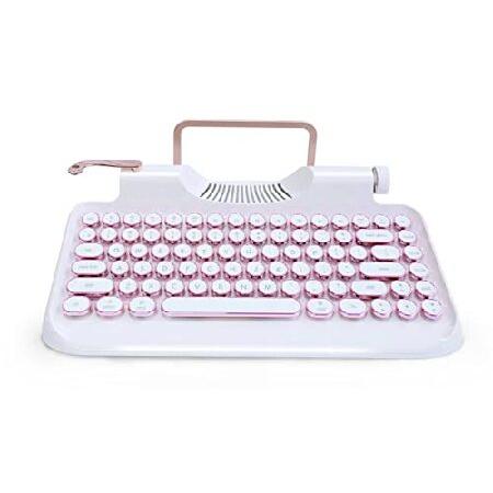 KNEWKEY RYMEK Typewriter Style Mechanical Wired ＆ Wireless Keyboard with Tablet Stand, Bluetooth Connection (White) の商品画像