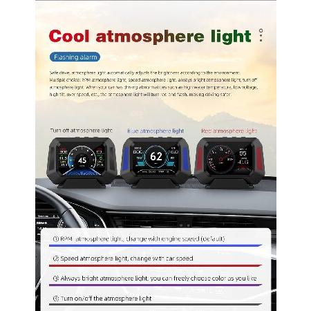 KAOLALI Car HUD Head Up Display 3.5'' Car Hud Digital Speedometer Smart Gauge OBD2+GPS Dual System Slope Meter LCD Display for Cars｜koostore｜03