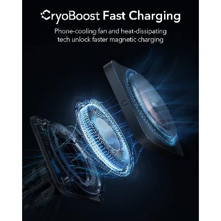 ESR HaloLock ワイヤレス充電器 CryoBoost付き MagSafe車載充電器 マグネットホルダー 高速充電 スマホ冷却 マグネットケース対応 iPhone 14/13/12シリーズ対応｜koostore｜02