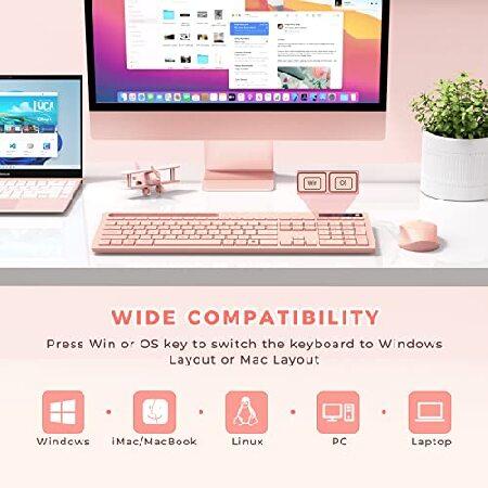 激安アウトレットストア Pink Keyboard and Mouse Wireless， Vivefox Pink Wireless Keyboard with Phone Holder USB A ＆ Type C Receiver Rose Gold Keyboard and Mouse Compatible fo