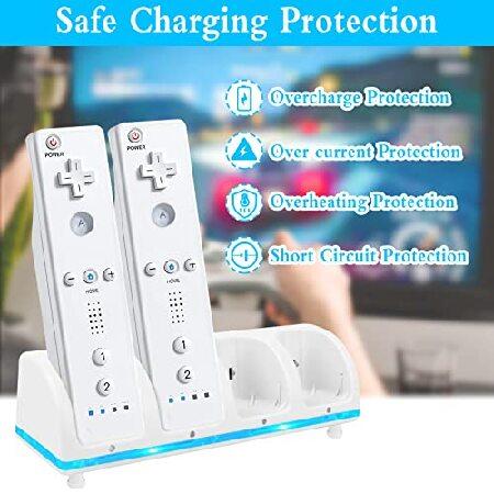Kulannder Wii Remote Charging Station, 4-in-1 Controller Charger Station with 4 Wii Rechargeable Battery Pack ＆ USB Cable for Wii/Wii U Controller Re｜koostore｜06