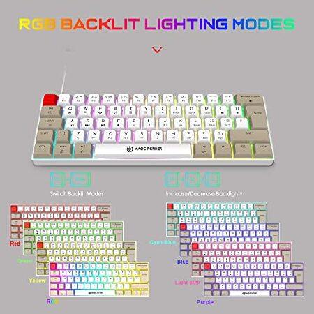 大阪府 LexonElec 60% Percent Mechanical Gaming Keyboard， Linear Red Switch， RGB Backlit， PBT Dye-Sub XDA Keycaps， Multimedia Keys， 62 Keys Anti-ghosting Comp