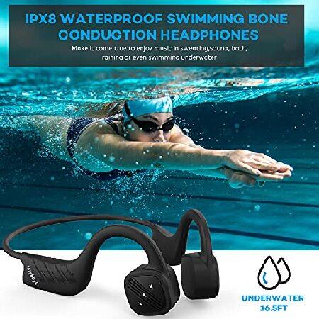 激安オンライン通販 MTYBBYH Swimming Headphones， IPX8 Waterproof Bone Conduction Headphones for Swimming Wireless Bluetooth Open Ear Headphones Swimming MP3 Player Built-