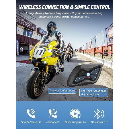 Motorcycle Helmet Headset, Moman H1 Helmet Intercom up to 1500M Wireless Communication System Waterproof with Noise Cancellation for Dirt Bike Single｜koostore｜03