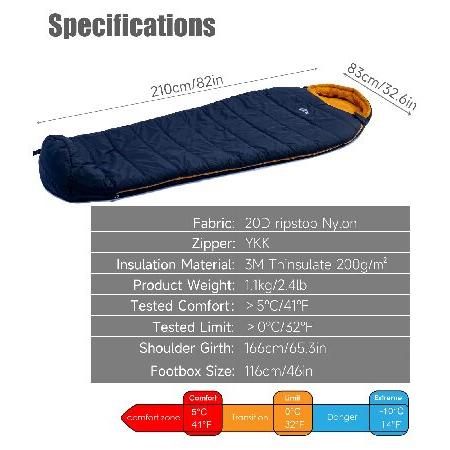 iClimb 3M Thinsulate Insulation Mummy Sleeping Bag with Compression Sack Ultralight Compact Warm Washable 3 Season for Adults Indoor Outdoor Backpacki｜koostore｜05