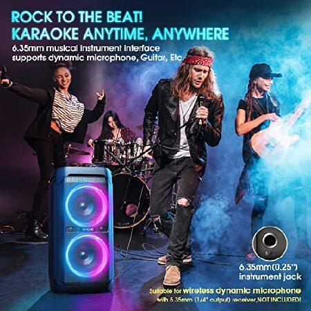 W-KING 100W Bluetooth Speakers V5.3, IPX6 Waterproof Portable Loud Speaker with Deep Bass 110dB Huge Sound DSP, Karaoke Outdoor Boombox with Lights Mi