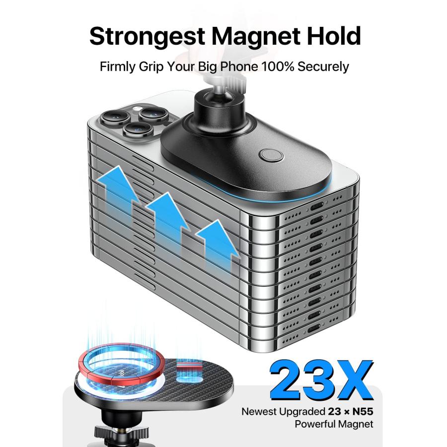 andobil マグネット式車載電話マウントプロ [最強のマグネット、大きな電話に対応] MagSafe電話ホルダー用超安定 iPhone 15 14 13 12 Pro Max Plus Android Sams｜koostore｜02