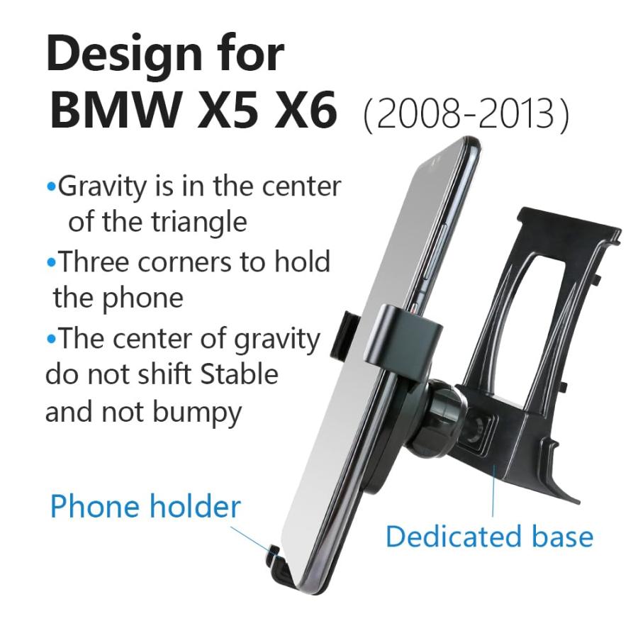 LUNQIN Car Phone Holder for BMW X5 2007-2013 ，BMW X6 2008-2014 E70 E71 3.0si 4.8i xDrive 30i 35d 48i 50i Auto Accessories Navigation Bracket Interior｜koostore｜06