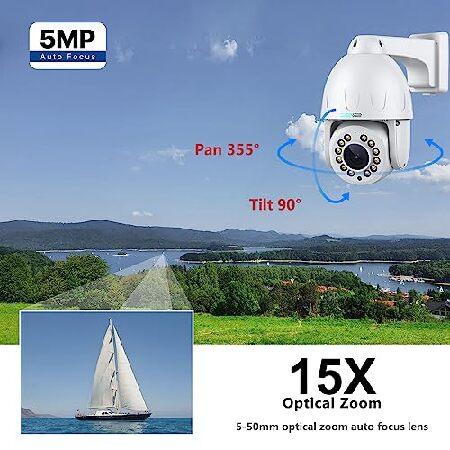 日本専門店 SV3C POE PTZ Security Camera Outdoor 15X Optical Zoom 5MP Auto Tracking Floodlight Color Night Vision IP Camera， 2-Way Audio， Metal Shell， RTSP， FTP，