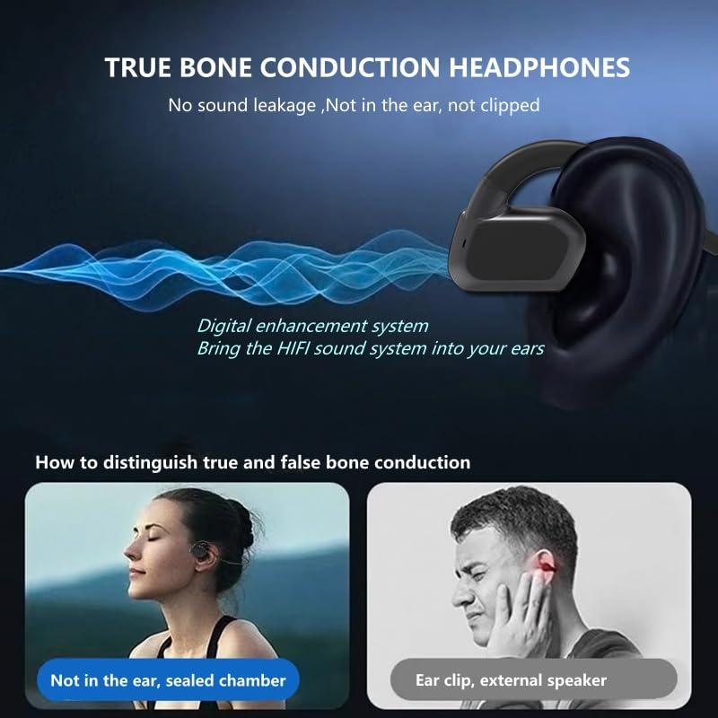 Bone Conduction Headphones,Open-Ear headsets Wireless Bluetooth,IPX8 Waterproof Swimming Headphones,Bone Conduction Earbuds with HD Call (Black, 【nagaoka】