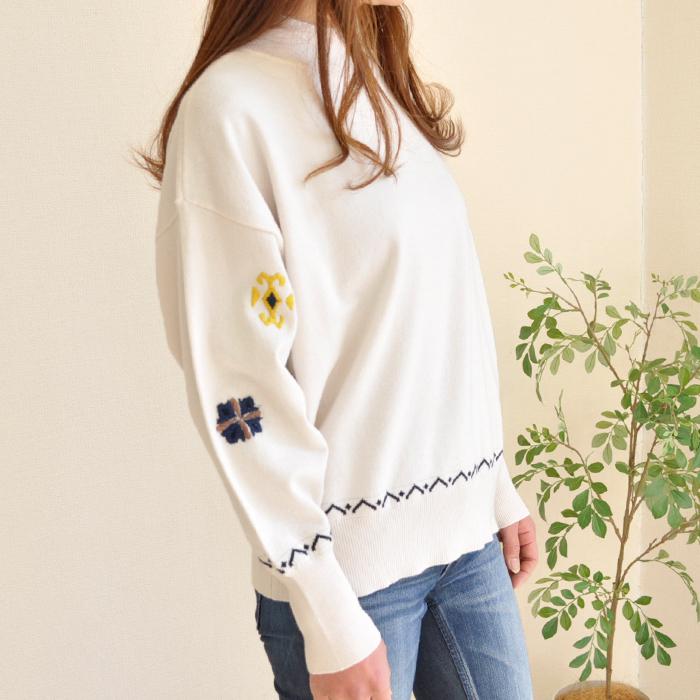 セーター レディース ニット 白 黒 チャコール 刺繍 ハイネック 秋 冬 高級 婦人服 ブランド 40代 50代 60代 おしゃれ 高級 上品 旅行 プレゼント Ko10 ミセスカジュアル専門店 Koran 通販 Yahoo ショッピング