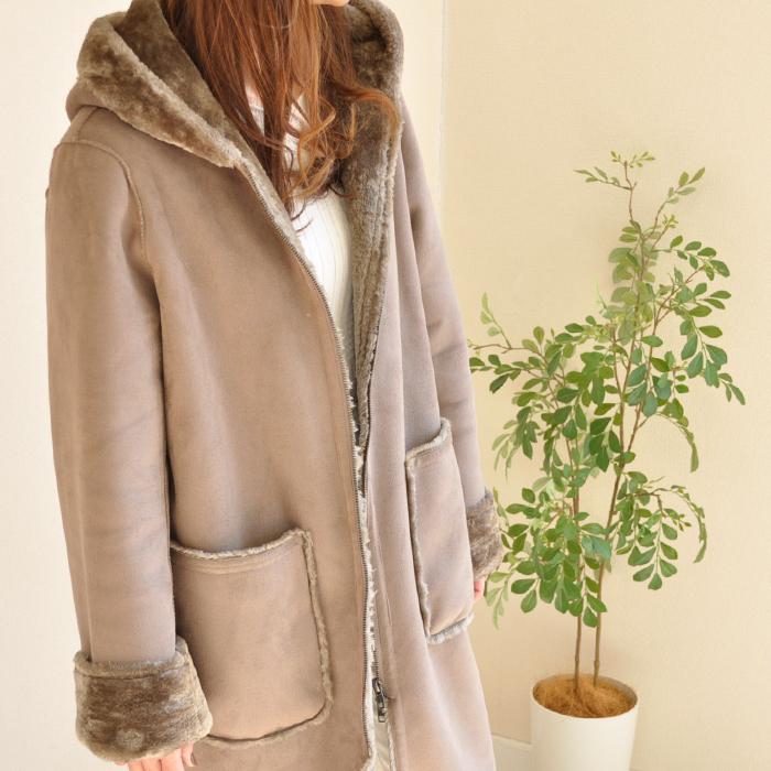 フェイクムートンコート レディース ムートン 大きいサイズ フード付き ベージュ ブラウン グレー 冬 アウター きれいめ お洒落 可愛い 裏ボア ファスナー Ko12 410 ミセスカジュアル専門店 Koran 通販 Yahoo ショッピング