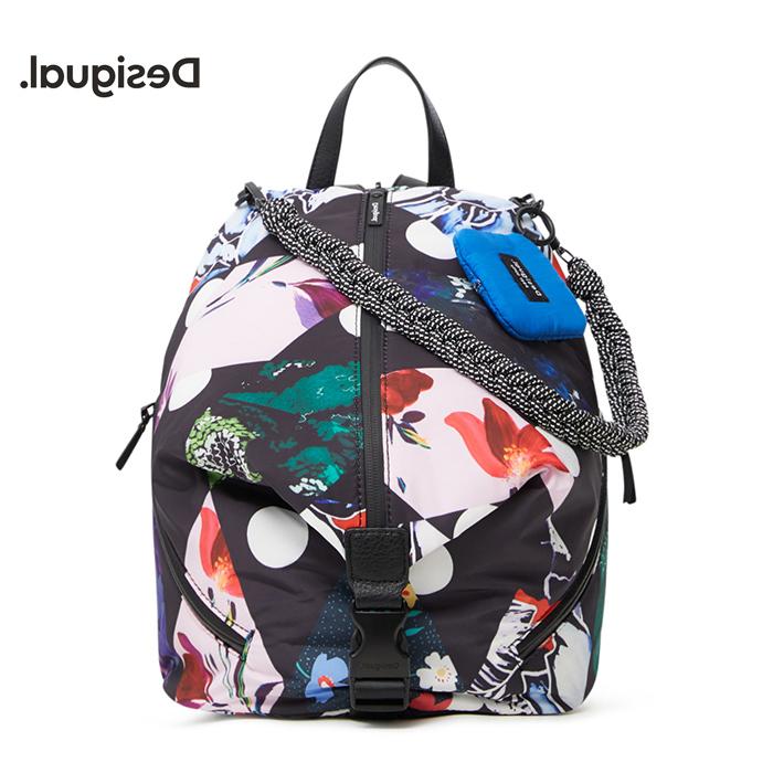 ブラック 50代 バックパック バッグ Desigual 花柄プリント 40代 ひし形 デシグアル Koran メンズファッション Ko 21waka23 ミセスカジュアル専門店 大人 40代 30代 リュック 軽量 カジュアル ミニ