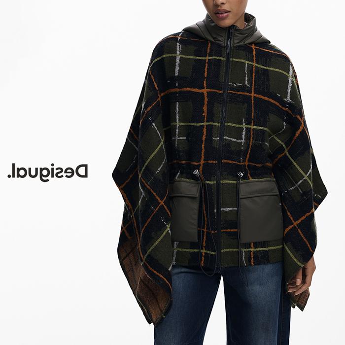 Desigual（デシグアル） 25WAIA12 チェック柄 ポンチョ ジップアップ  