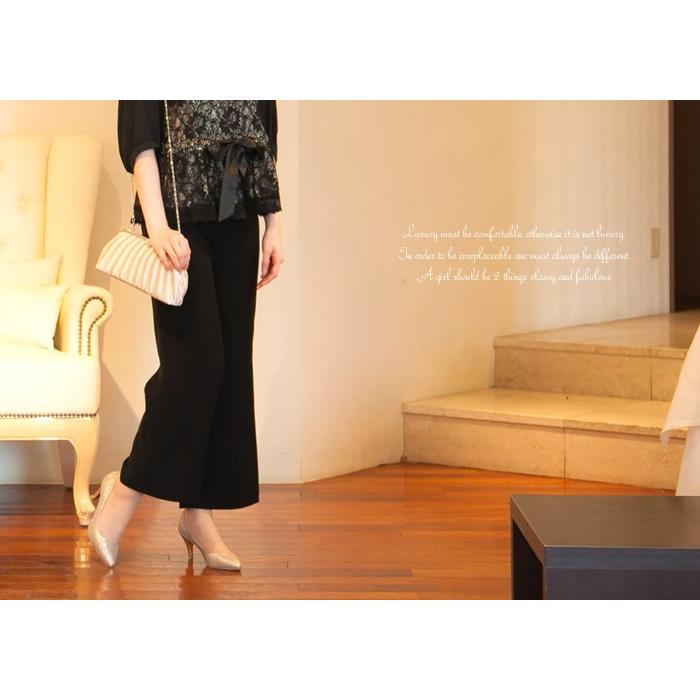 日本製 ワイドパンツ フォーマルパンツ 結婚式 パーティー ミセス  