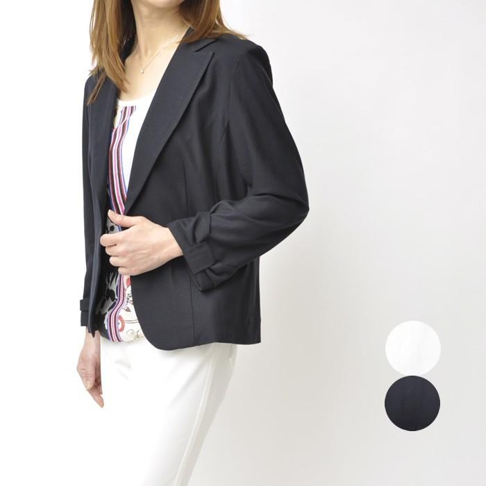 レディース カジュアルテーラードジャケット ストレッチ アウター オシャレ 40代 50代 女性 長袖 ホワイト ネイビー Ko23 ブティックコーラン 通販 Yahoo ショッピング