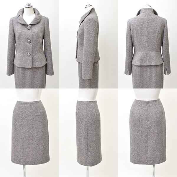 ウールツイードスーツ 冬物 カラーフォーマル レディーススーツ グレー タイトスカート 40代 50代 議員 結婚式 結納 式典 授賞式 受勲式 発表会 Ko48 T33 ブティックコーラン 通販 Yahoo ショッピング