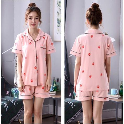 パジャマ レディース 綿100 半袖半ズボン オーロラピンク 苺柄 イチゴ柄 前開き 夏 ルームウェア 部屋着 寝間着 ショートパンツ ショーパン 通常送料無料 Lf Pjm 0301arrpkichigopt コレスキ 通販 Yahoo ショッピング