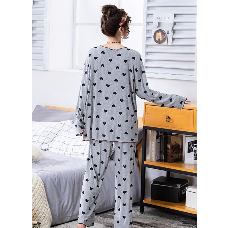 パジャマ レディース 綿100 長袖長ズボン グレー ハート柄 大きいサイズ ゆったり 春秋 ルームウェア 部屋着 寝間着 ロングパンツ Lf Pjm 1010gyhtpt コレスキ 通販 Yahoo ショッピング