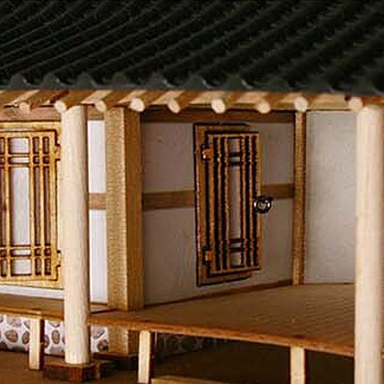 韓国伝統 瓦屋4間 1/40 ウッドモデル キッド 模型 ジオラマ 家