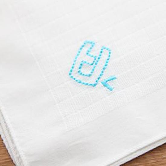 無蛍光 ハングル刺繍 ガーゼハンカチ 14枚セット [韓国][韓国語 