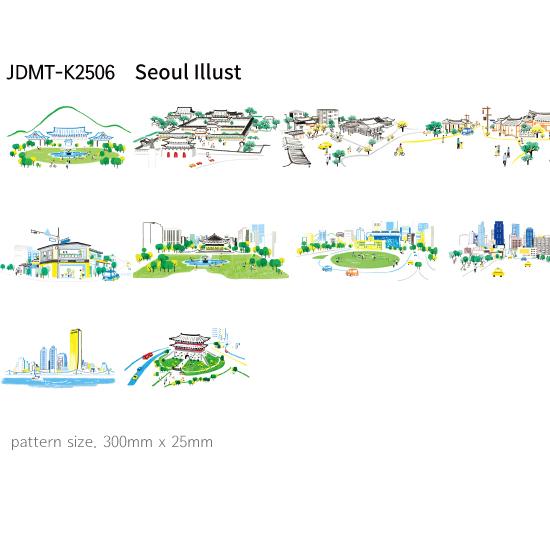 韓国デザイン マスキング テープ（ソウルのイラスト） [文具][文房具