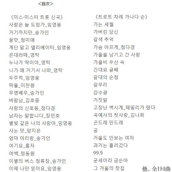 韓国歌謡曲歌詞・楽譜 人気 トロット 歌謡 ヒットソング ハンドブック