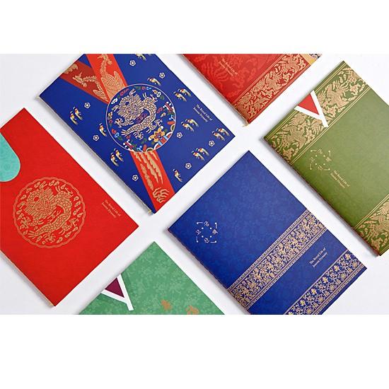 【新品】韓国国立博物館　螺鈿柄　メモ帳　手帳　韓国伝統工芸品　希少品　2冊セット 韓国 伝統 螺鈿モチーフ 封筒 赤・紺 2枚セット らでん プレゼント