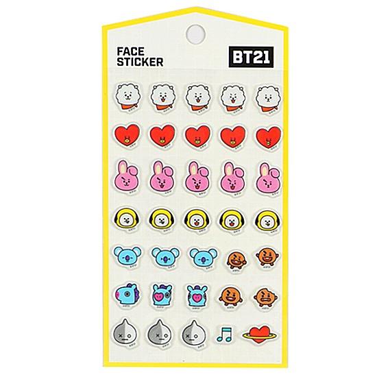 Bt21 光沢ステッカー フェイス 韓国文具 文房具 シール かわいい 防弾少年団 公式 Q087 韓国情報広場ヤフー店 通販 Yahoo ショッピング