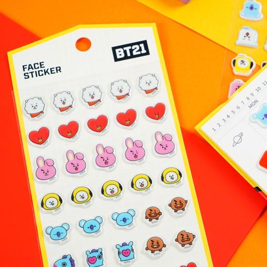 Bt21 光沢ステッカー フェイス 韓国文具 文房具 シール かわいい 防弾少年団 公式 Q087 韓国情報広場ヤフー店 通販 Yahoo ショッピング