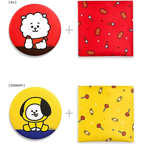 BT21 ポーチ付 ミラー [韓国雑貨][ポケットミラー][ハンドミラー][鏡