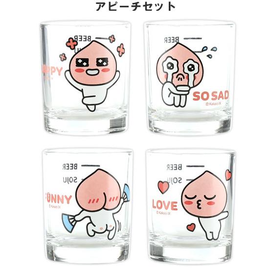 カカオフレンズ　蜜酒杯　４Pセット [韓国][食器][焼酎杯][グラス][かわいい][カカオトーク][Kakao Friends]｜korea-info｜03