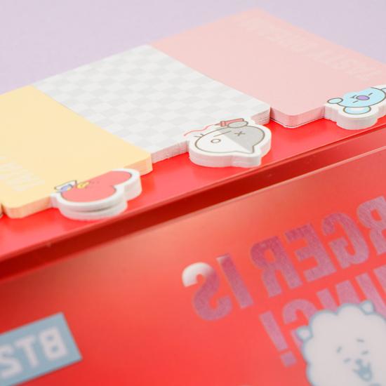BT21 PPカバー 接着メモ（メモ付箋） 4種セット [韓国文具][文房具