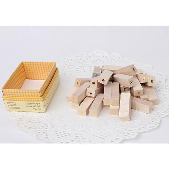 ハングルミニ文字 ハングル（韓国語） 手書き イニシャル スタンプセット（イエローBOX