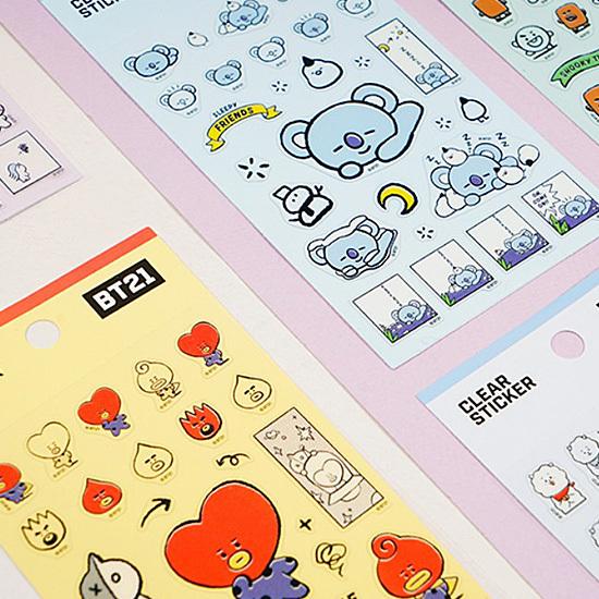BT21 クリア ステッカー 3弾 [韓国][文具][文房具][シール][かわいい
