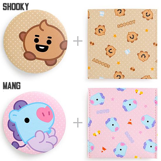 BT21 ベビー ポーチ付 ミラー −ドット− [韓国雑貨][ポケットミラー