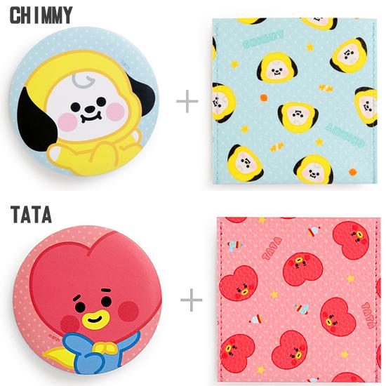 BT21 ベビー ポーチ付 ミラー −ドット− [韓国雑貨][ポケットミラー