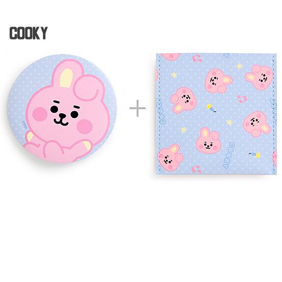 BT21 ベビー ポーチ付 ミラー −ドット− [韓国雑貨][ポケットミラー