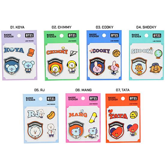 BT21 キャスティング バッジ ステッカー 韓国 もこもこ ぷくぷく