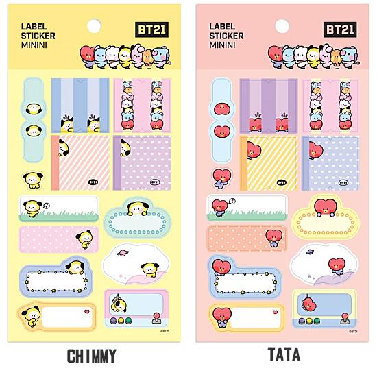 BT21 ラベル ステッカー MININI 3枚セット 韓国文具 文房具