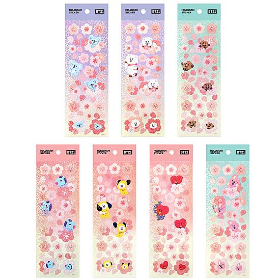 BT21 桜 ホログラム ステッカー [韓国文具][文房具][シール