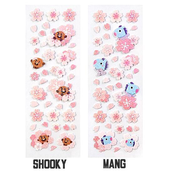 BT21 桜 ホログラム ステッカー [韓国文具][文房具][シール