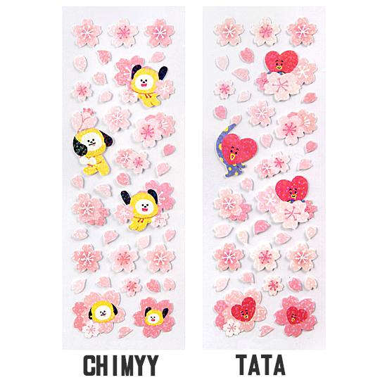 BT21 桜 ホログラム ステッカー [韓国文具][文房具][シール