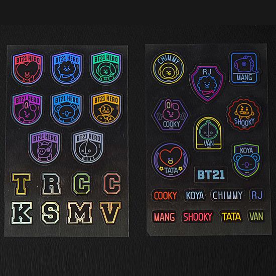 ステッカー ユニット bts 韓国制作 BT21 ネオン ステッカー 防弾少年団 BTS 韓国 シール 公式
