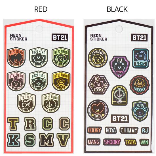 BT21 ネオン ステッカー 防弾少年団 BTS 韓国 シール 公式
